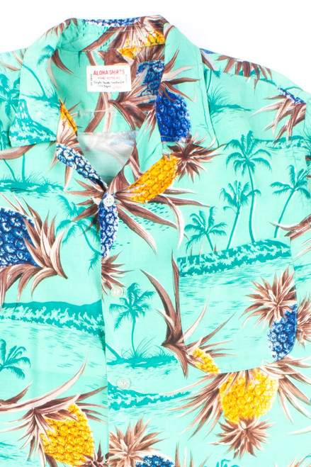 Blue Pineapples Vintage Hawaiian