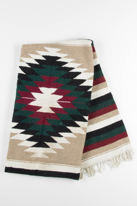 Red, Green, & Tan Vintage Blanket 1