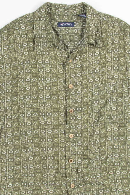Green Checkered Vintage Button up Shirt