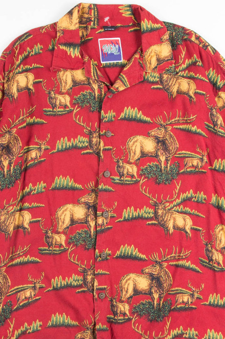 Red Elk Vintage Button Up Shirt