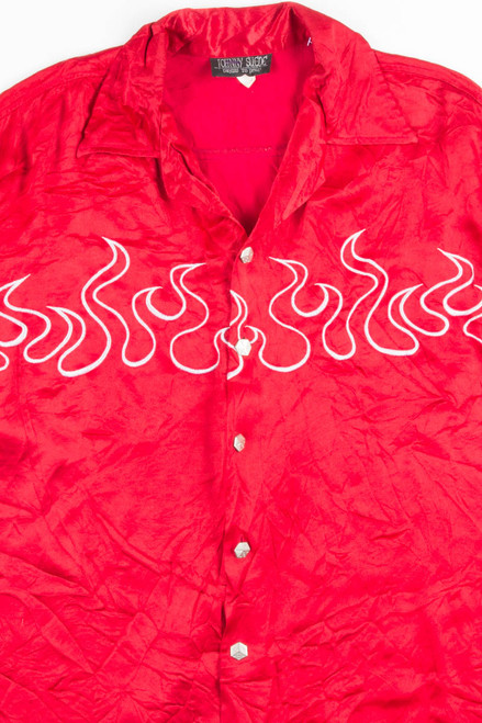 Red Flames Rave Y2K Shirt