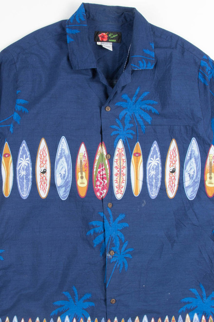Blue Surfboard Vintage Hawaiian