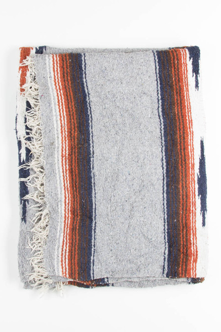 Navy Rust & Grey Vintage Blanket