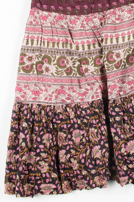 Pink & Burgundy Hippie Skirt