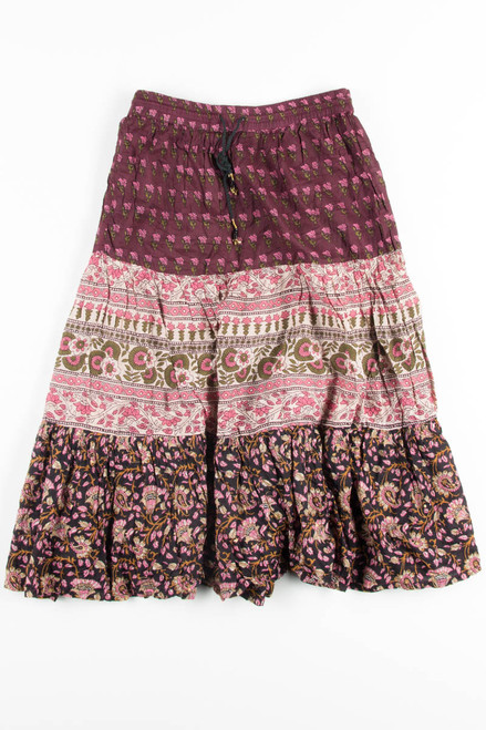 Pink & Burgundy Hippie Skirt