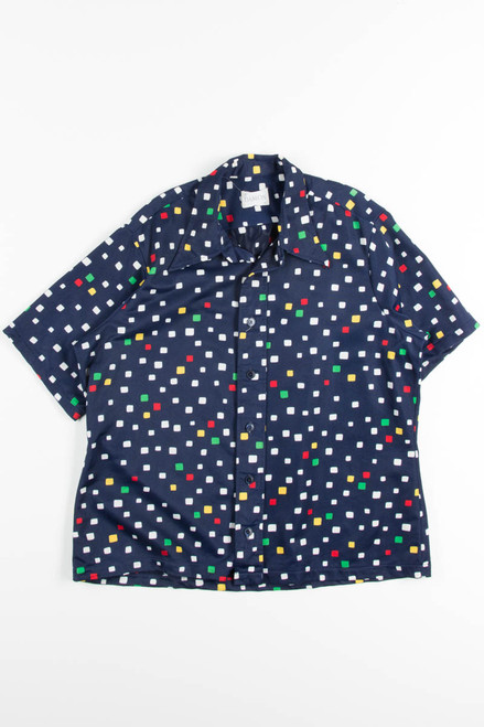 Vintage Navy Squares Button Up