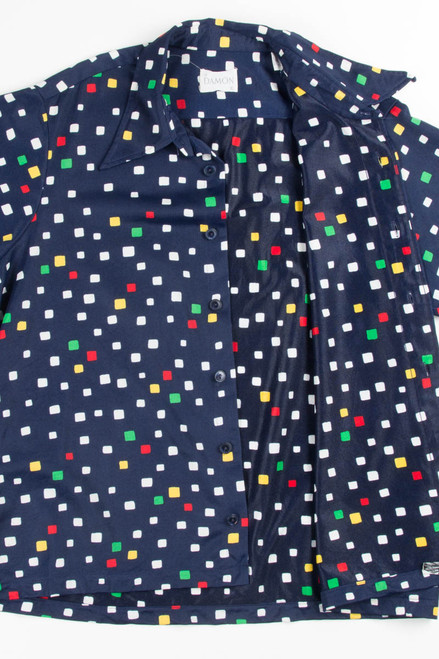 Vintage Navy Squares Button Up