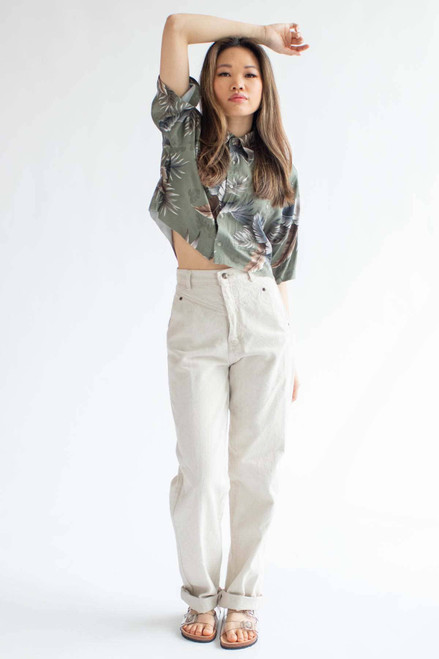 Cropped Olive Vintage Hawaiian