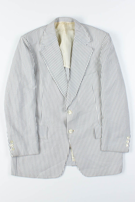 Grey Seersucker Oversized Vintage Blazer