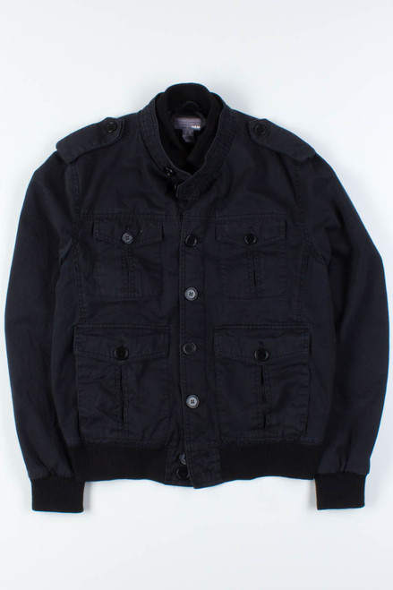 Black Button-Up Bomber Jacket