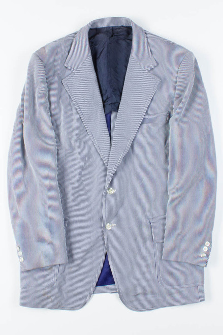 Navy Seersucker Oversized Vintage Blazer