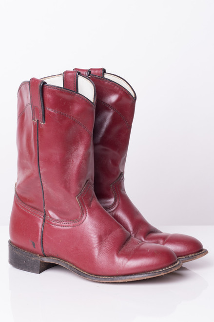 Vintage Red Leather Cowboy Boots (7.5M)