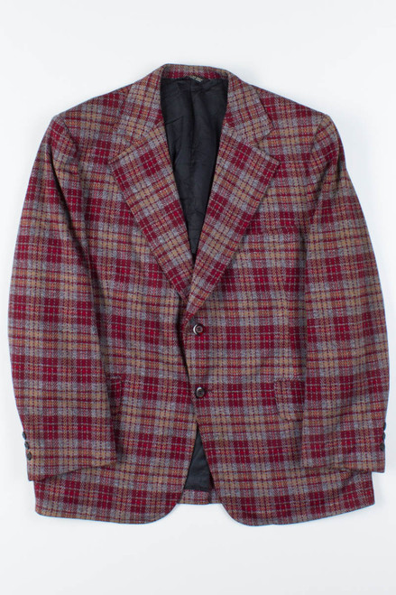 Burgundy Plaid Vintage Blazer