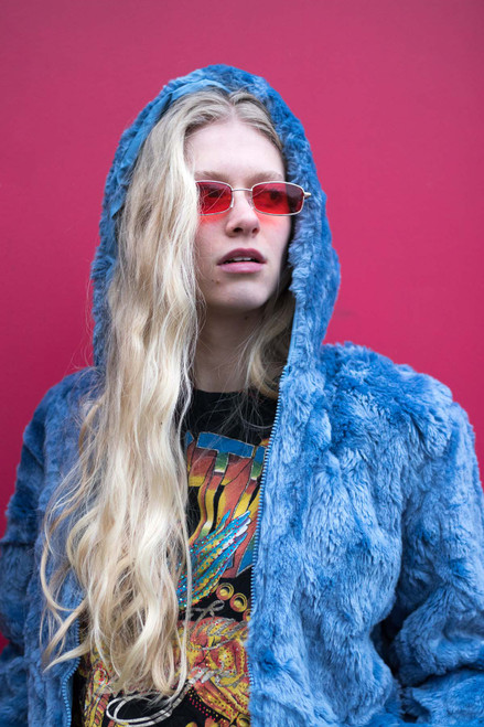 Reversible Blue Fur Coat