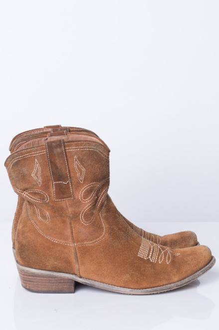 Brown Suede Short Leather Boots (8.5M)