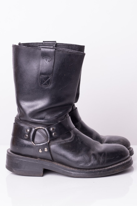 Black Leather Round Toe Boots (8.5)