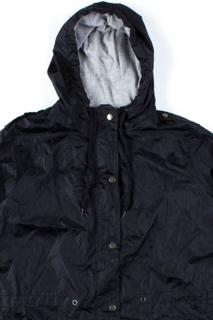 Black Hooded Windbreaker