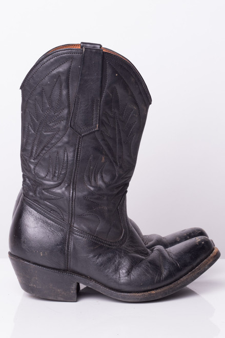 Black Leather Cowboy Boots (7F)