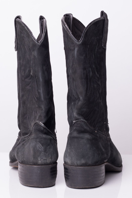 Black Suede Vintage Cowboy Boots (11D)