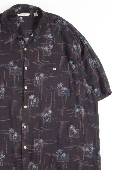 Black Palm Patterned Vintage Hawaiian