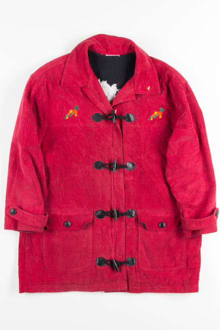Leaf Embroidered Corduroy Jacket