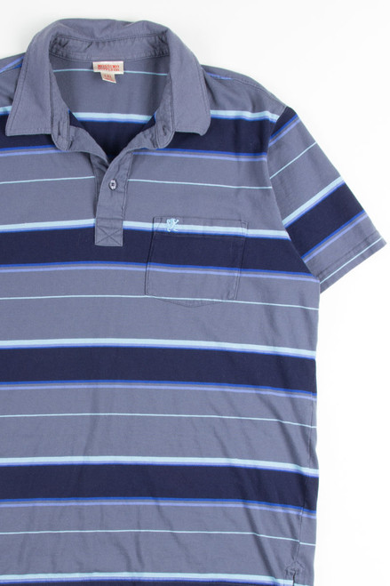 Grey & Navy Striped Polo Shirt