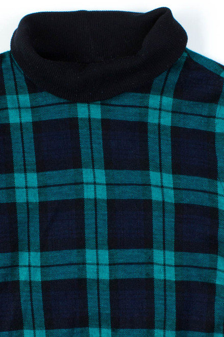 Green Plaid Turtleneck Sweater