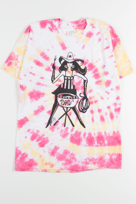 Pink & Yellow Grill Cowgirl Tie Dye Tee 1