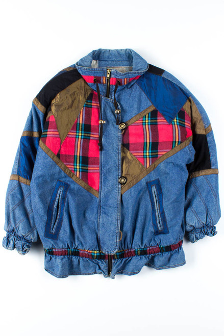 Plaid Patches Denim Jacket