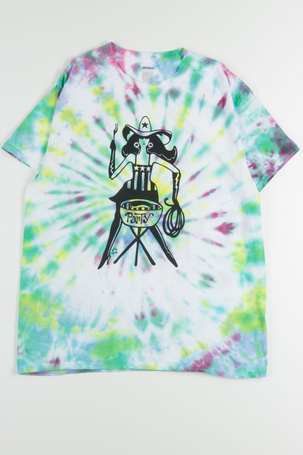 Green Swirl Grill Cowgirl Tie Dye Tee