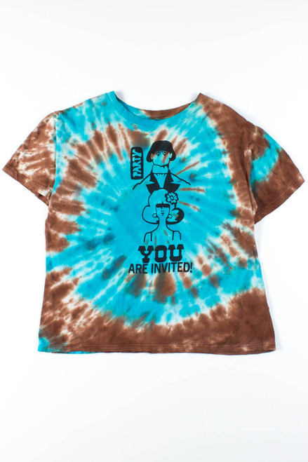 Blue & Brown Party Invitation Tie Dye Tee