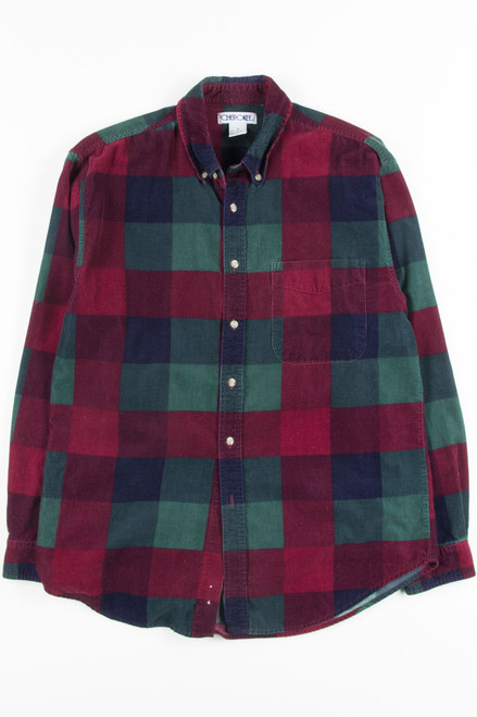 Large Plaid Patterned Vintage Corduroy Shirt