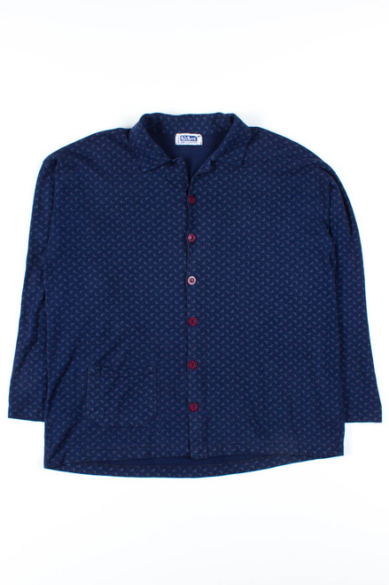 Dark Blue Patterned Button Up Shirt