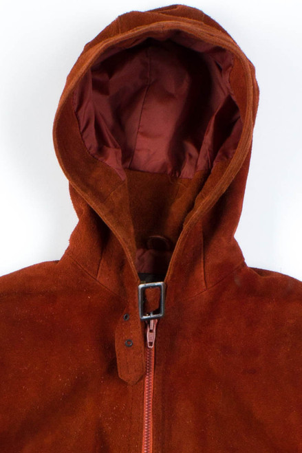 Rust Suede Hooded Jacket