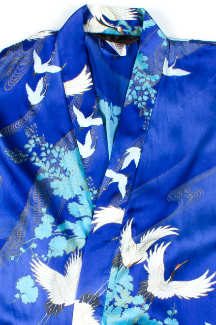 Blue Cranes Silk Kimono