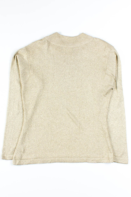 White Gold Metallic Mock Turtleneck