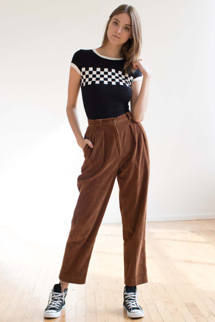 High Waisted Brown Corduroy Pants