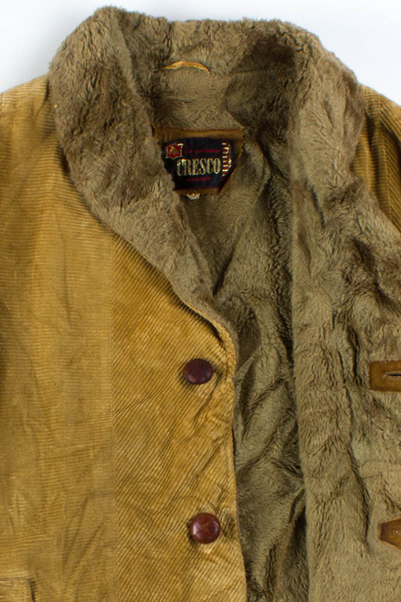 Tan Sherpa Lined Corduroy Coat