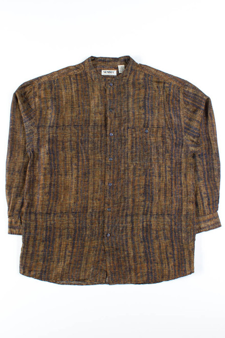 Black & Brown Striped Silk Shirt