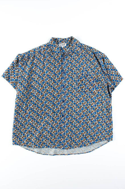 Blue Squares Silk Shirt