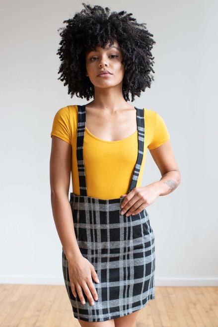 Plaid Suspender Skirt