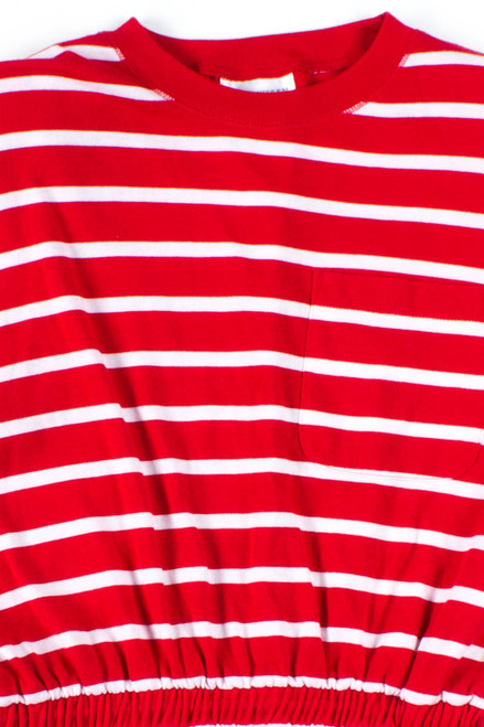 Red & White Striped Pocket Dress