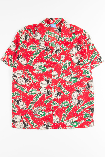 Red Hawaiian Islands Pineapple Hawaiian Shirt