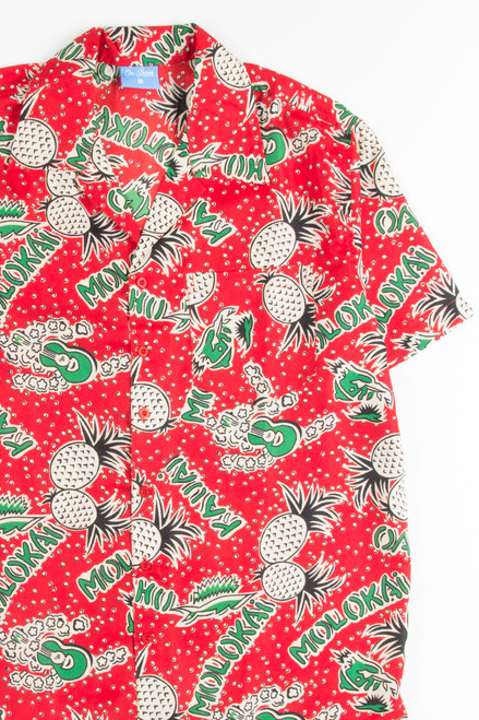 Red Hawaiian Islands Pineapple Hawaiian Shirt