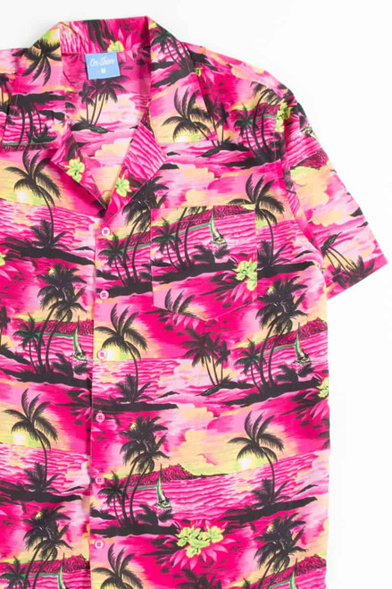 Fuchsia Ocean Sunset View Hawaiian Shirt
