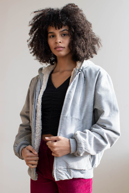 Grey Sherpa Lined Hooded Jacket