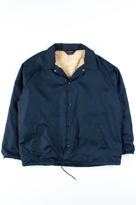 Navy Sherpa Lined Coach Jacket