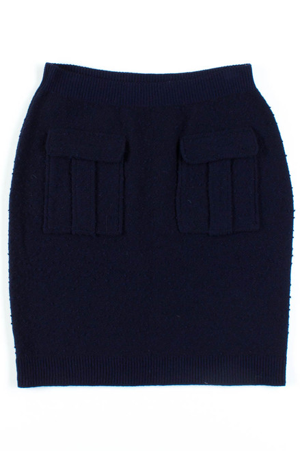 Navy Wool Pocket Skirt