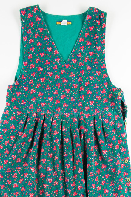 Green Floral Corduroy Dress