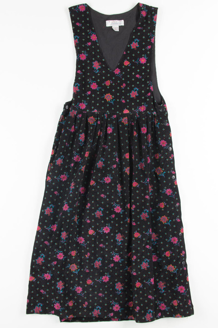 Black Floral Corduroy Dress